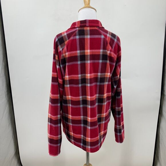 Eddie Bauer Plaid Fleece Sweatshirt Womens L Large 1/4 Zip Long Sleeve Sweater - Picture 5 of 10